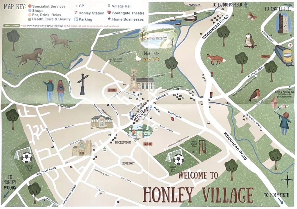 Katie Walden Illustration of Honley Village map.