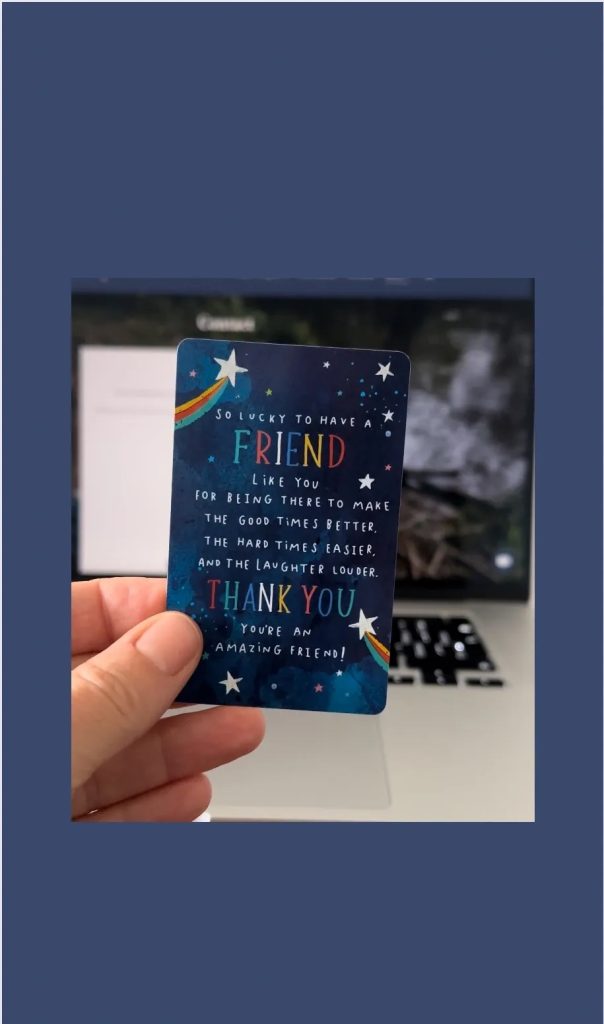 Friendship card given to Sophie of Sophie Seddon PR.