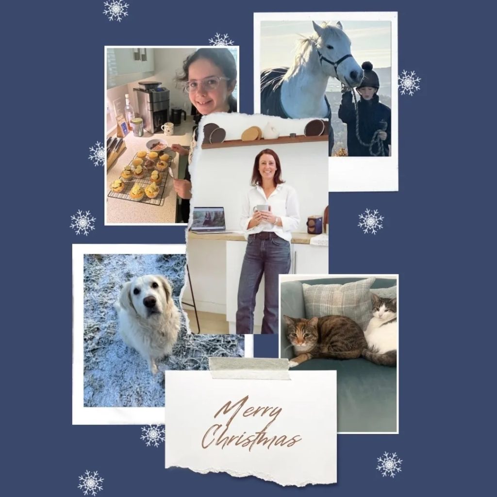 Sophie, of Sophie Seddon PR's pets and family online Christmas greetings card.