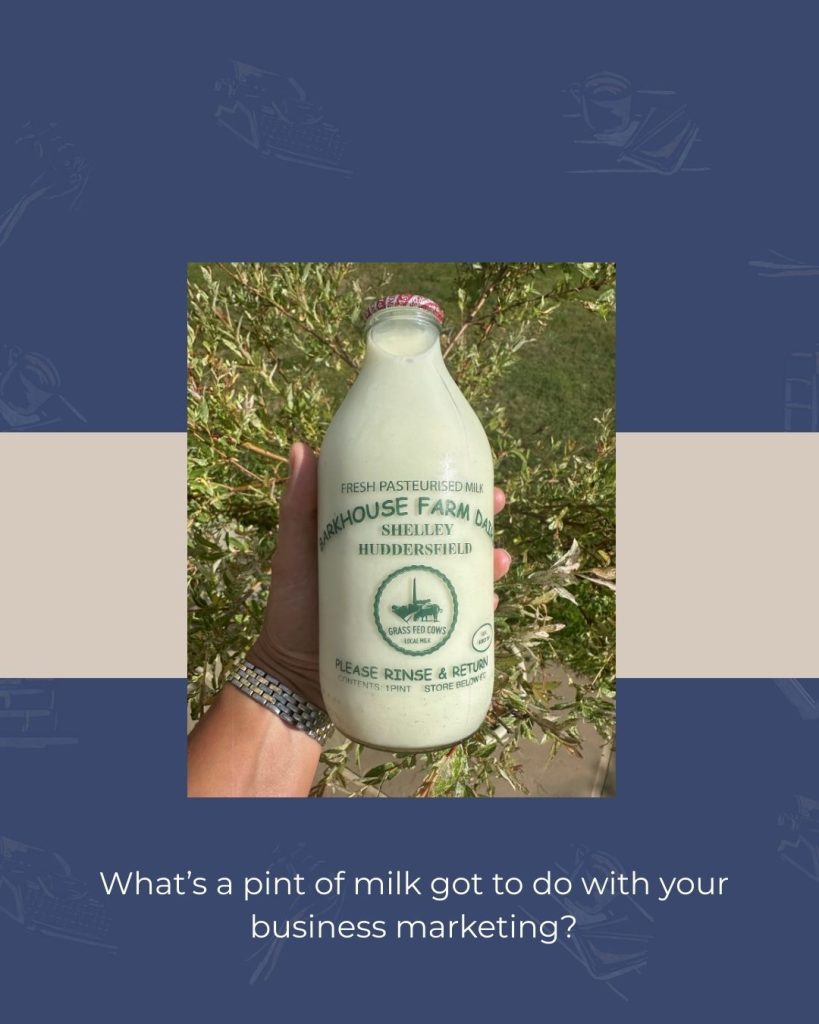 A traditional glass bottle of fresh milk on a doorstep, symbolising the chain of people it takes to deliver your marketing.