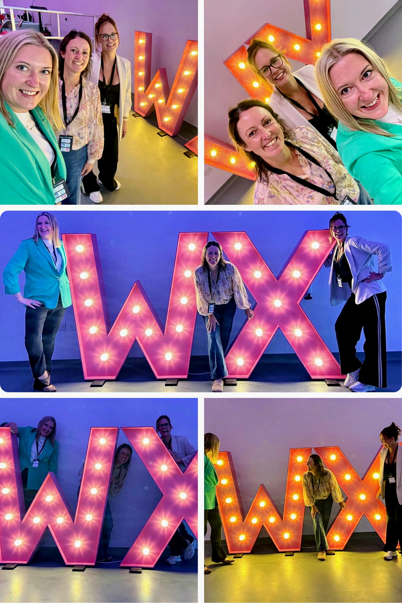 Three creatives, including a print journalist, Sophie Seddon, and a video journalist Kate Hemmingway, posing with Cow Mad Designs at Ad:VENTURE AI Unlocked at WX Wakefield.