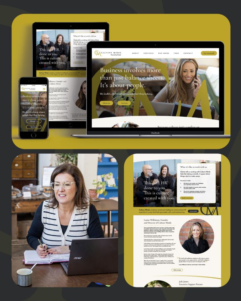 Screenshot of the Culture Minds website created with copywriting, strategic communications and project management by Sophie Seddon PR.