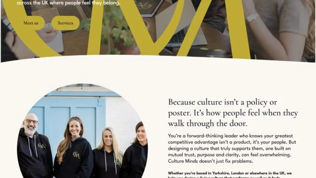 The Culture Minds website homepage carrying its new positioning copy
